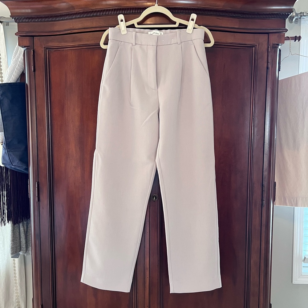 Abercrombie & Fitch Sloane High Waisted Wide Leg Trouser in Tan Size 6/28